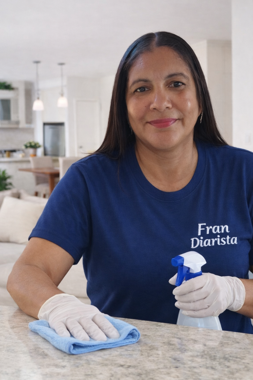 Fran, diarista em Goiânia com mais de 10 anos de experiência